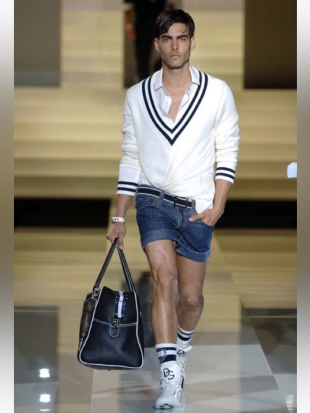 Men's White V-Neck Sweater by Dolce&Gabbana